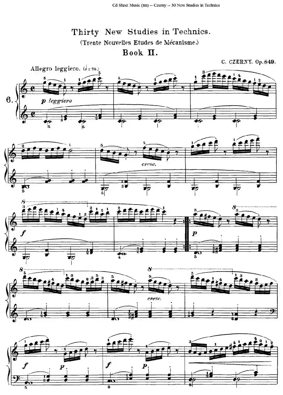 Czerny - 30 New Studies - 6（车尔尼Op849 - 30首练习曲）
