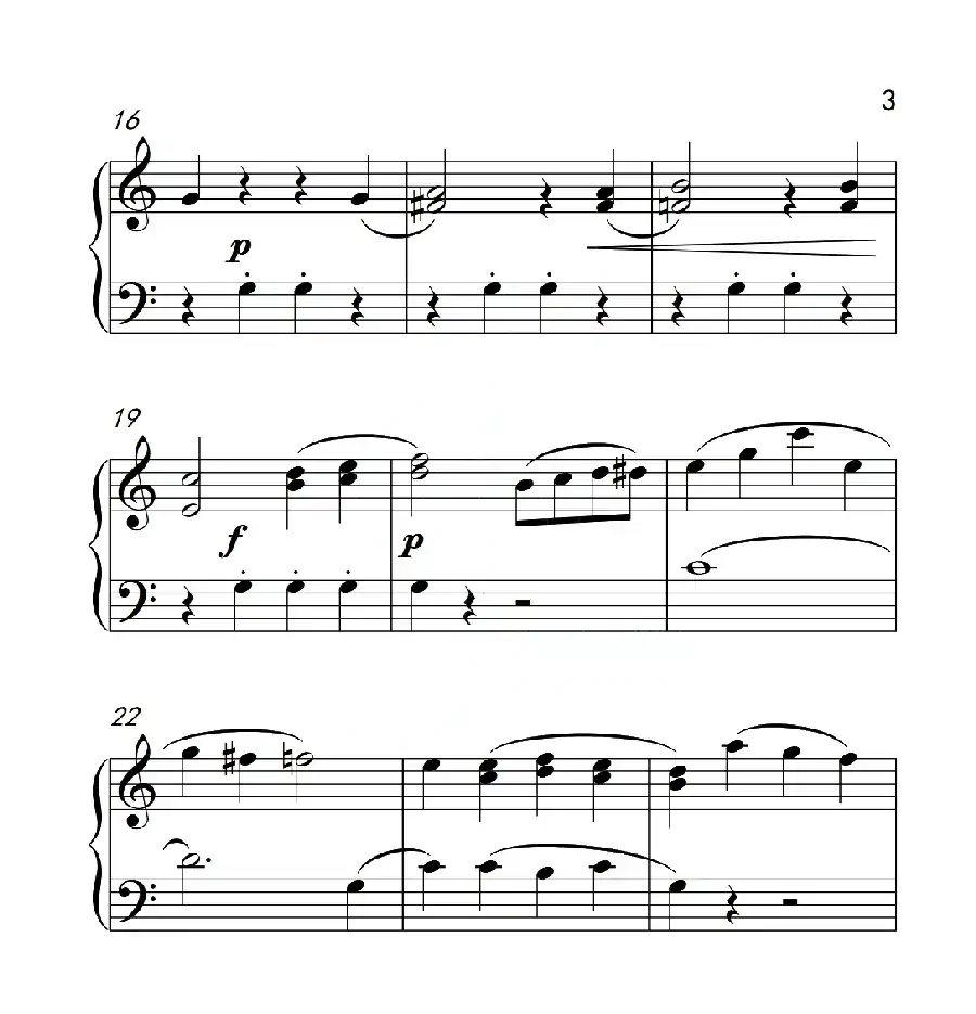 第二级A组 C大调小奏鸣曲 第一乐章(中国音乐学院钢琴考级作品1~6级)