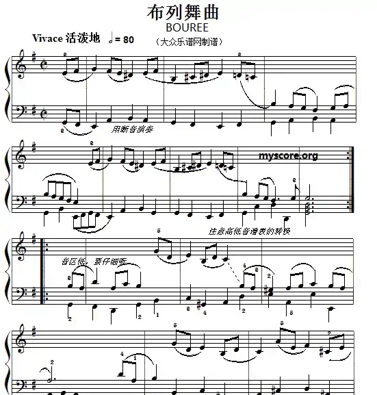 巴赫初级钢琴曲之十二：布列舞曲