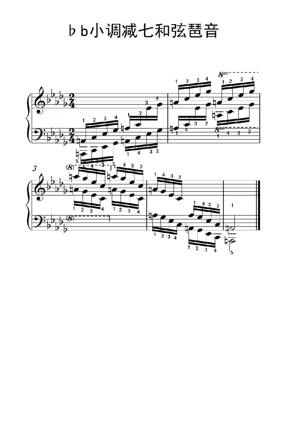 第七级22.♭b小调减七和弦琶音(中央音乐学院 钢琴(业余)考级教程 7-9级)