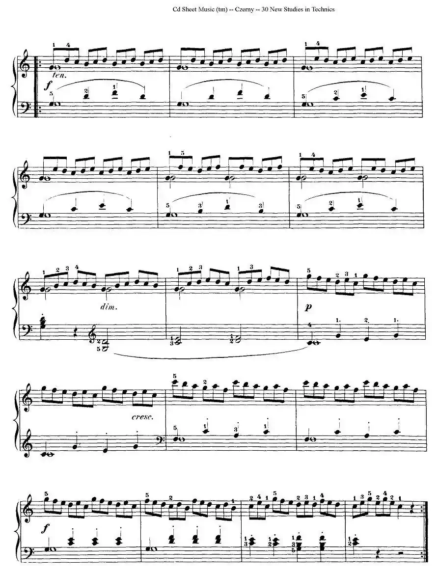 Czerny - 30 New Studies - 1（车尔尼Op849 - 30首练习曲）