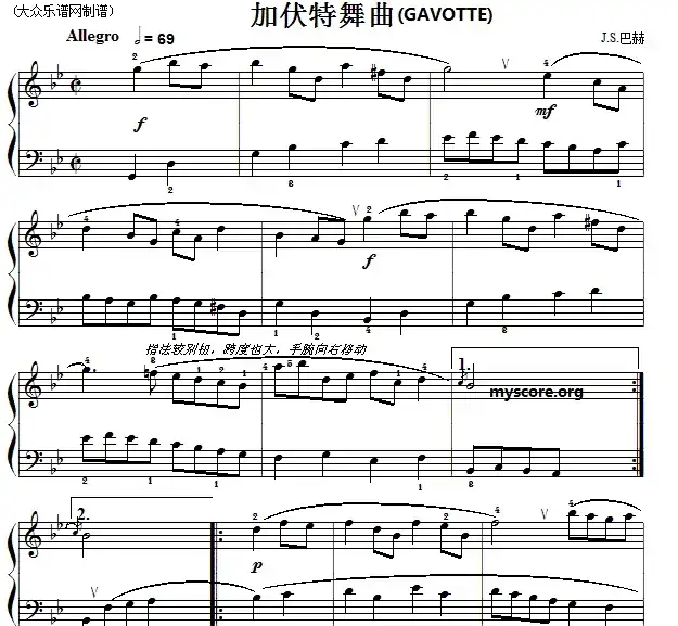 巴赫初级钢琴曲之二十：加伏特舞曲