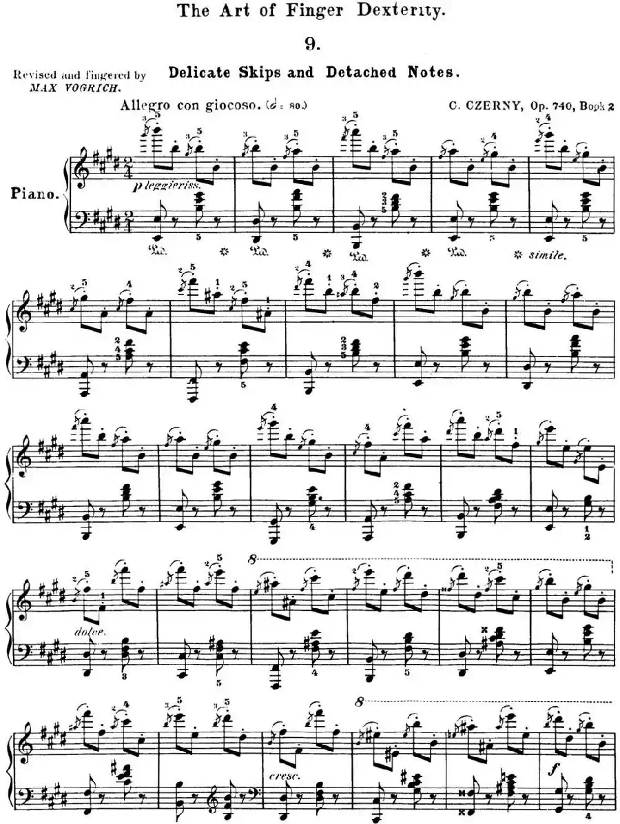 50首车尔尼Op.740钢琴手指灵巧技术练习曲（NO.9）