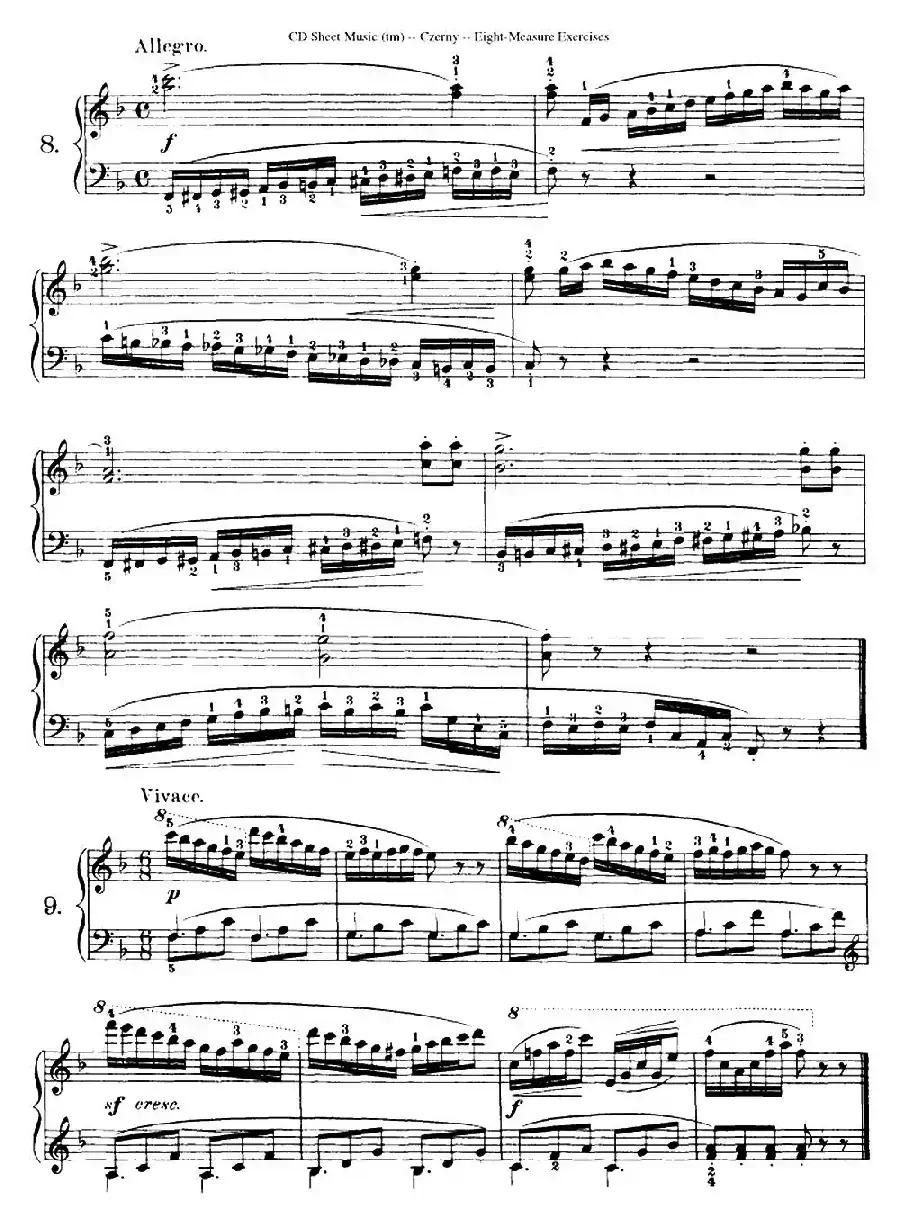 160 Eight- Measure Exercises.Op.821（车尔尼160首钢琴八小节练习曲（1——18））