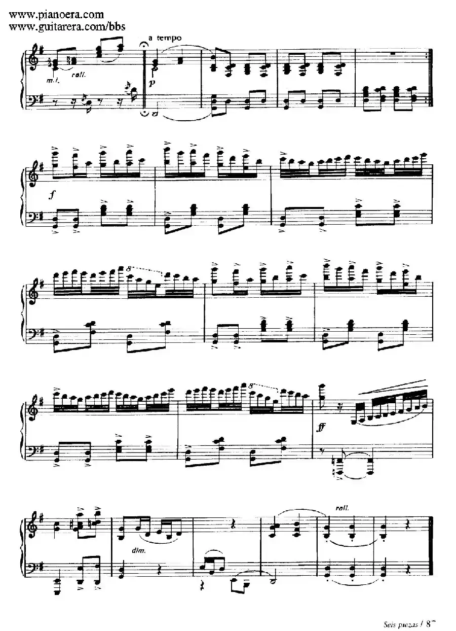 Six Pieces on Spanish Folksongs H.125（6首西班牙民谣小品·4. 巴斯克舞曲 Vascongada）