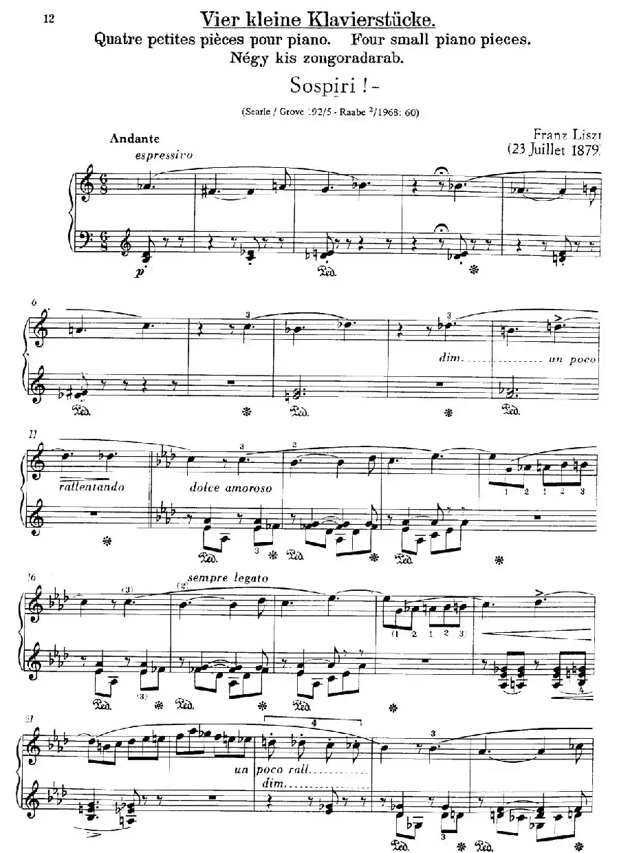 5 Klavierstücke S.192（5首钢琴小品·Ⅴ）