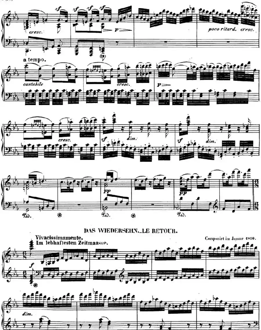 贝多芬钢琴奏鸣曲26 告别 降E大调 Op.81a E-flat major