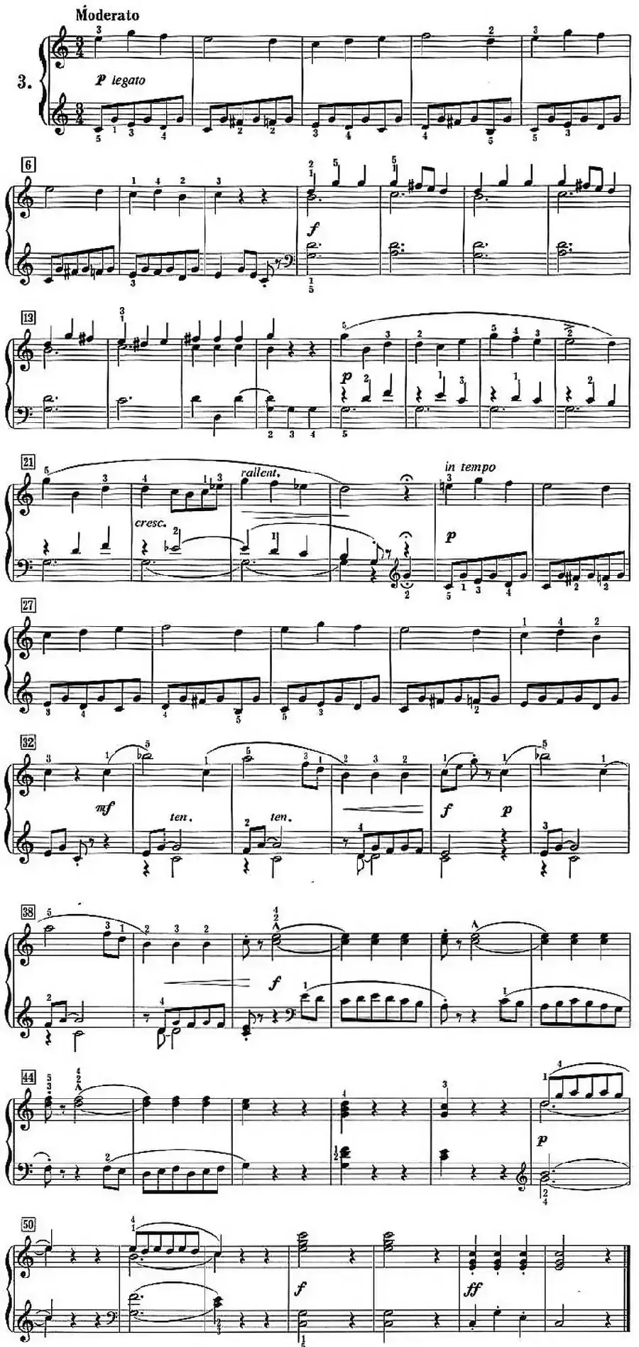 50首莱蒙钢琴练习曲 作品37（No.3）