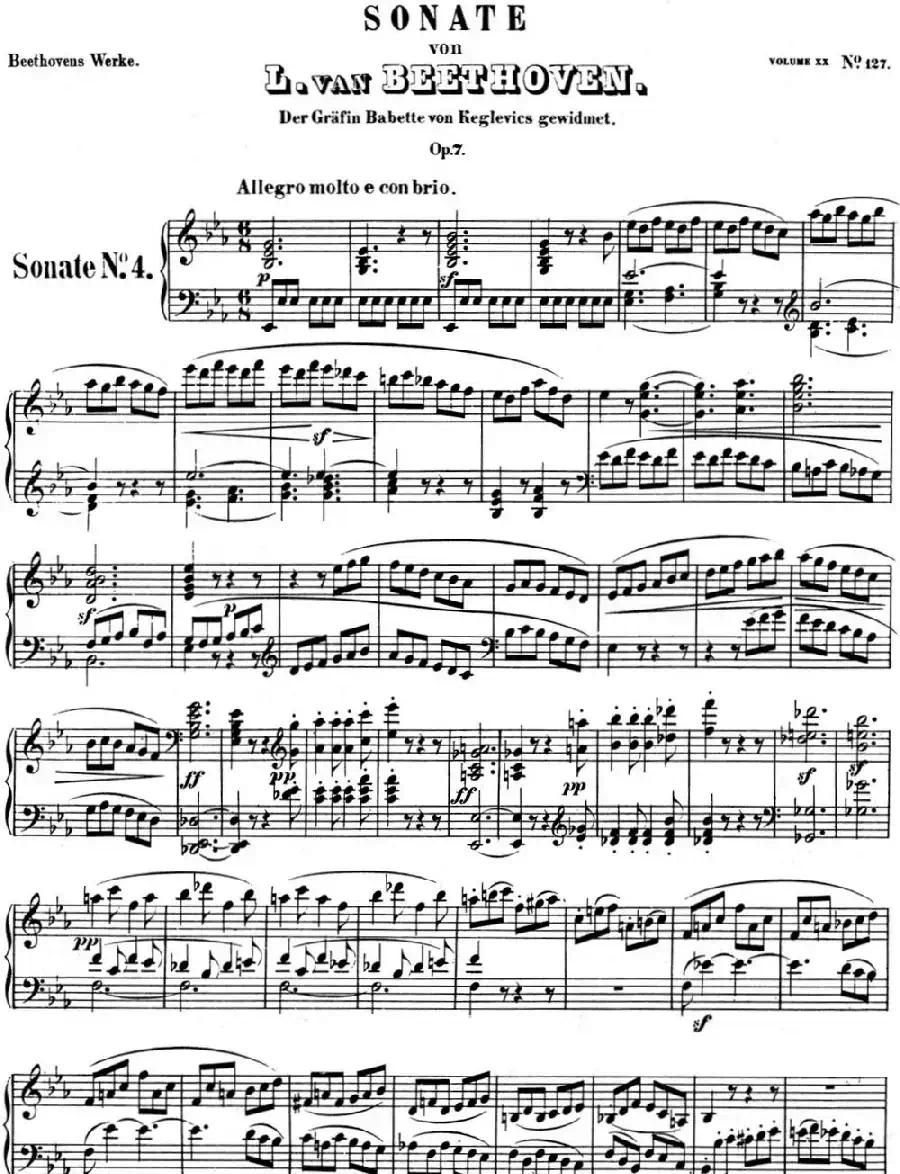 贝多芬钢琴奏鸣曲04 大调奏鸣曲 降E大调 Op.7 E-flat major
