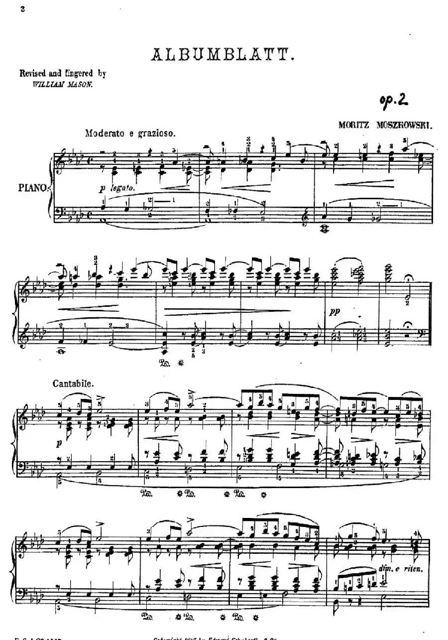 Albumblatt Op.2（纪念册的一页·莫什科夫斯基 作曲版）