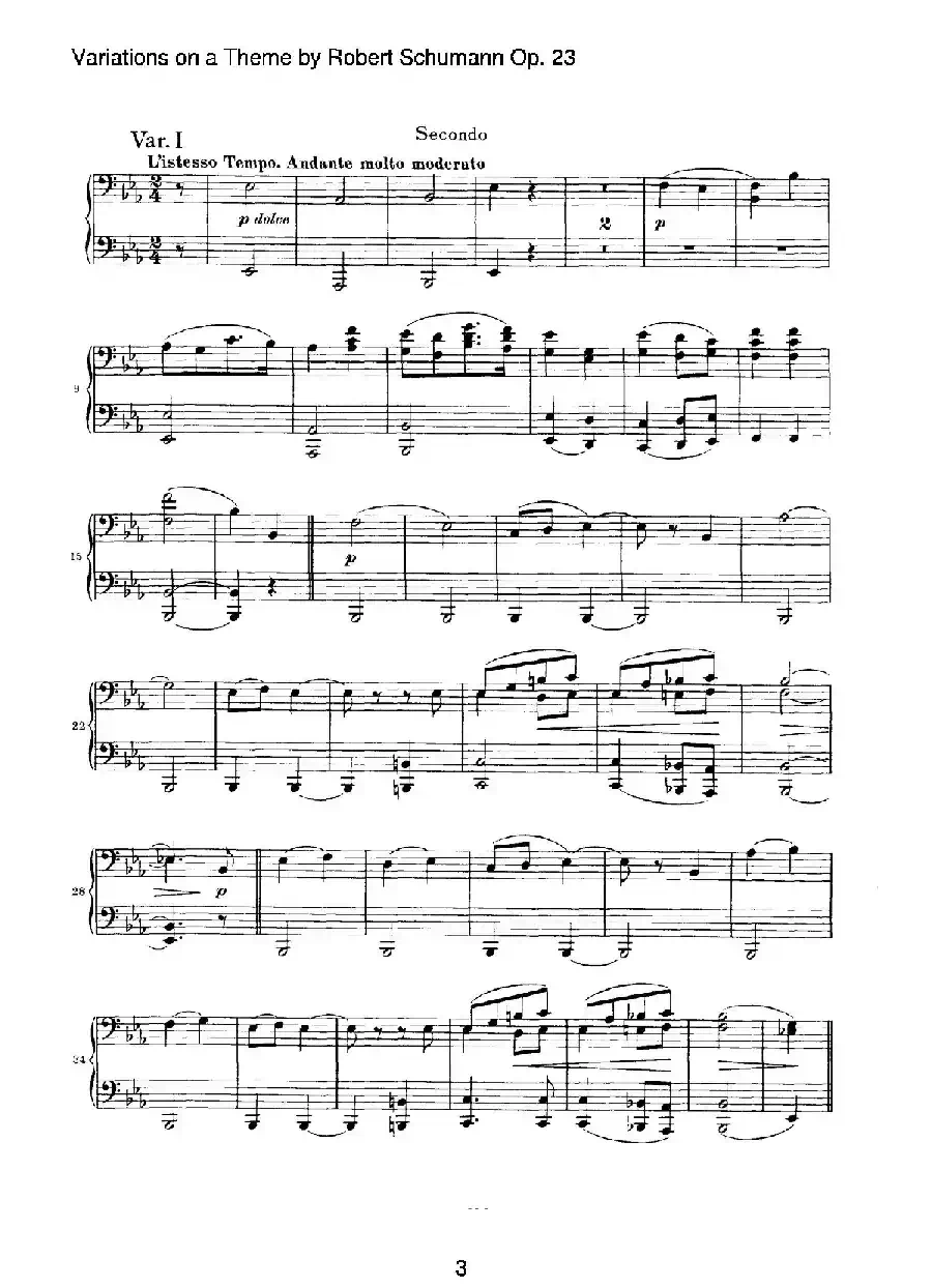 ​Variations on a Theme by Robert Schumann Op.23（舒曼主题变奏曲）（四手联弹）