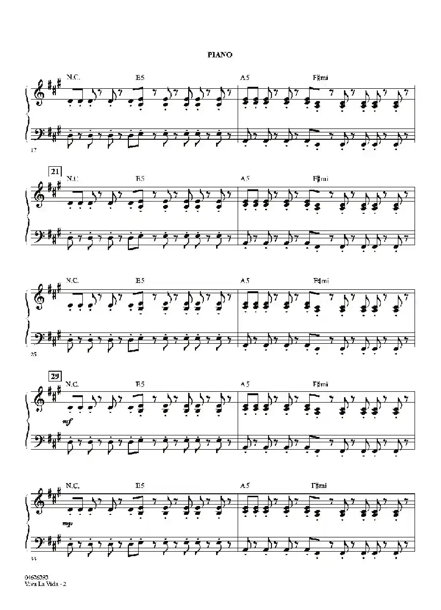 VIVA LA VIDA（钢琴分谱）