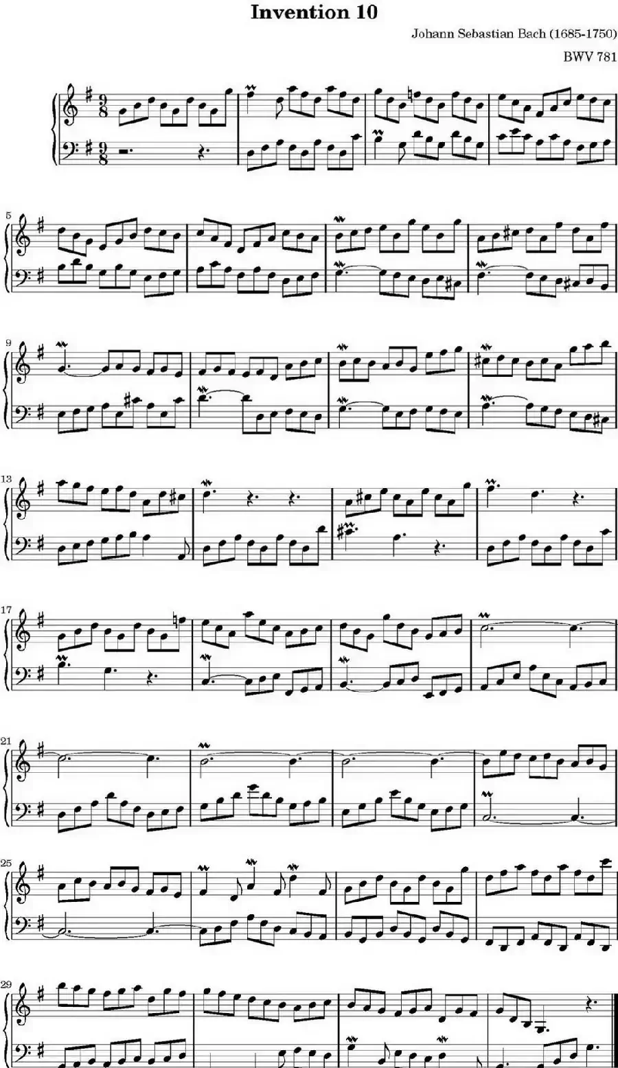 15首巴赫二部创意曲集(NO.10)