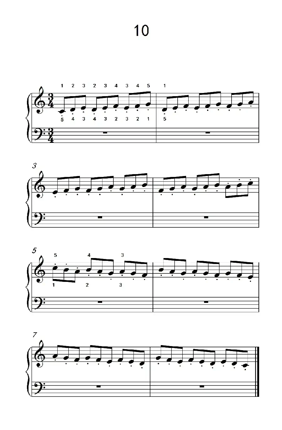 跳音练习 10(儿童钢琴手指练习 2)