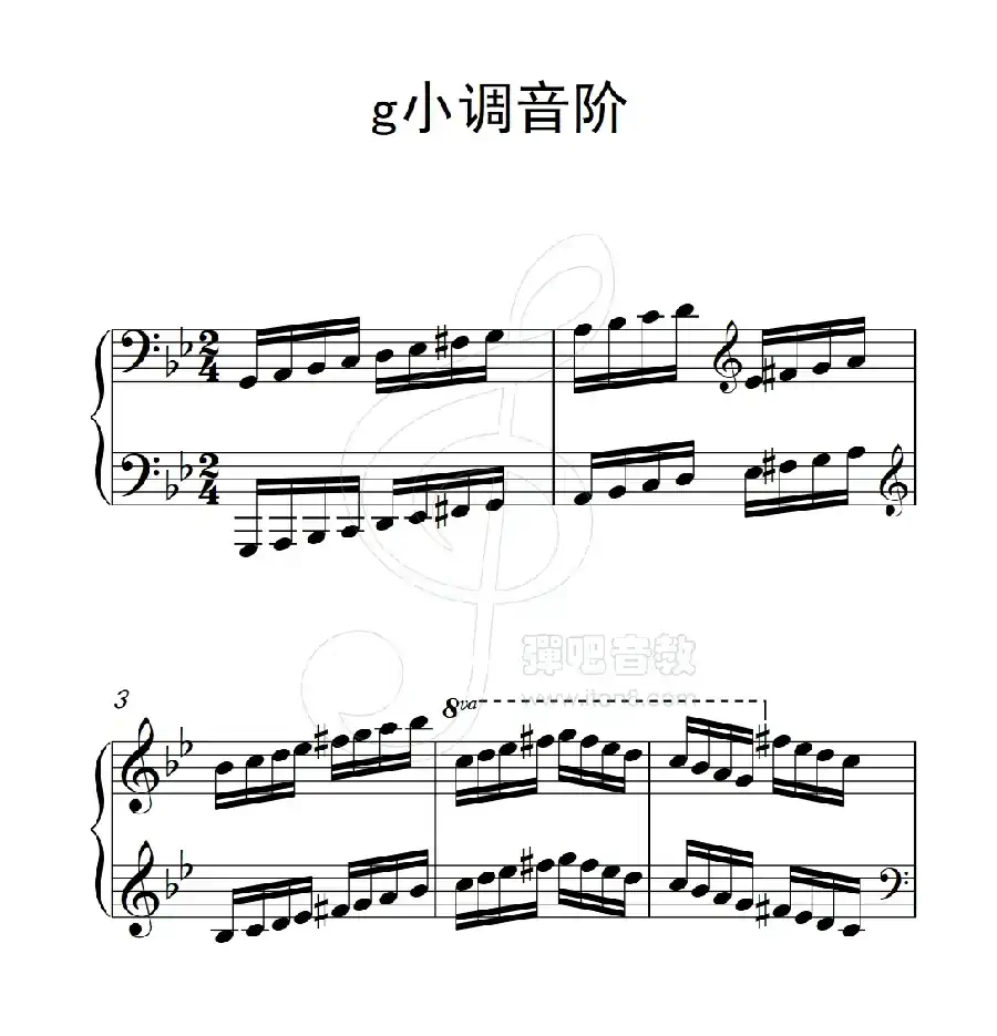 第六级 g小调音阶(中国音乐学院钢琴考级作品1~6级)