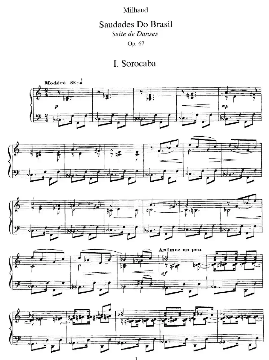 Saudados do Brasil Op.67（巴西回忆·Ⅰ）