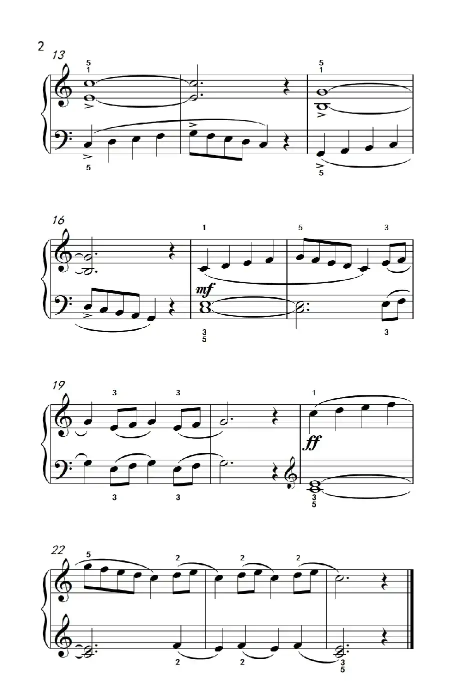 练习 五个手指的连奏（约翰·汤普森 成人钢琴教程 第一册）