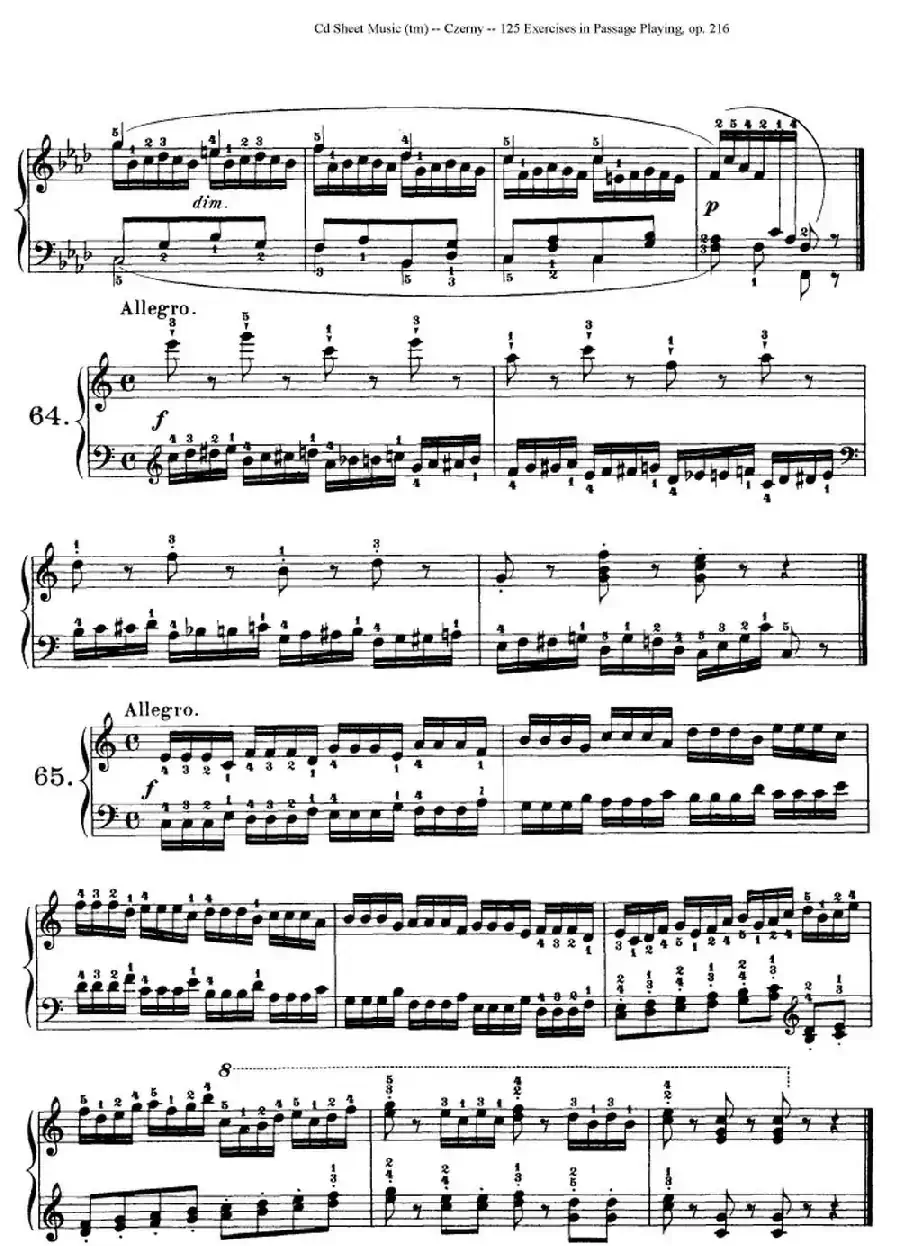 125 Exercises in Passage Playing Op.261（车尔尼125首钢琴短乐句练习曲（61——78））