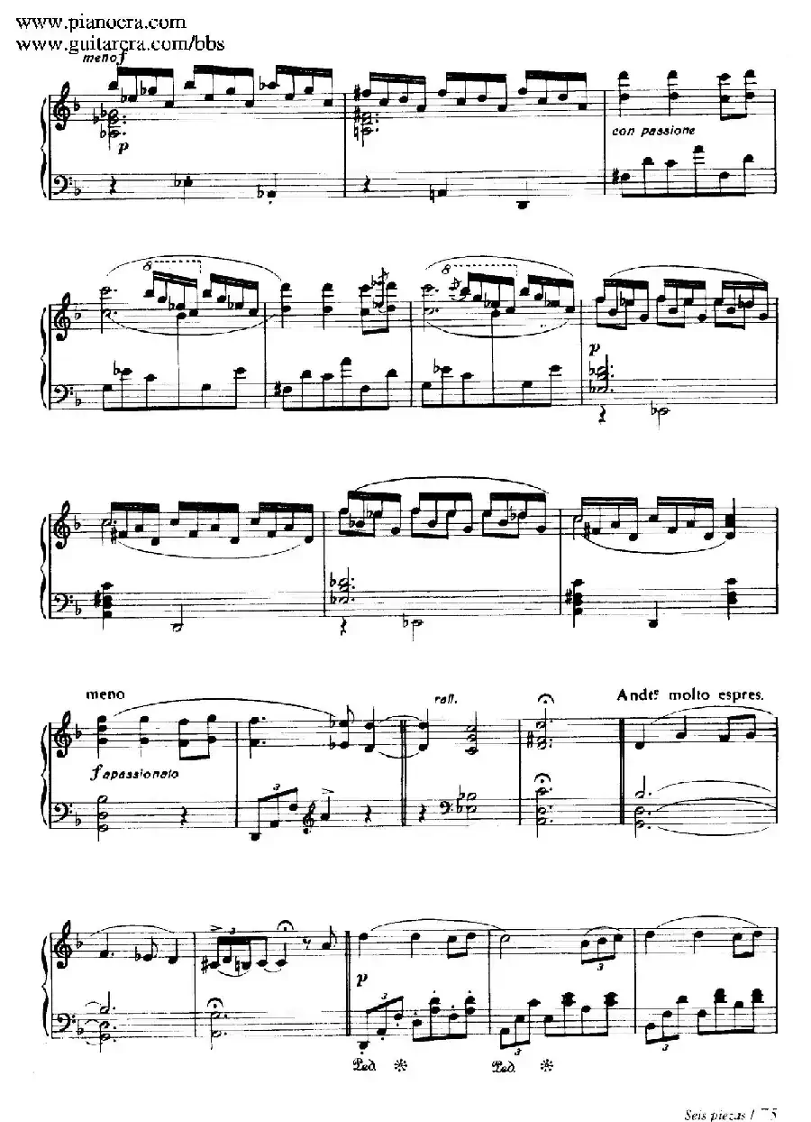 Six Pieces on Spanish Folksongs H.125（6首西班牙民谣小品·2. 怀念 Anoranza）