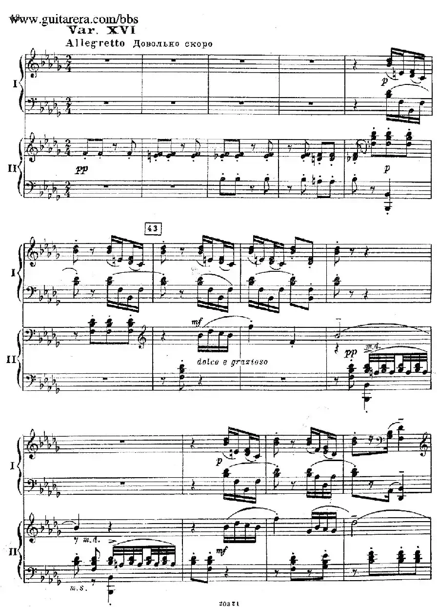 Rhapsody On A Theme Of Paganini Op.43（帕格尼尼主题狂想曲·双钢琴）（P41——60）