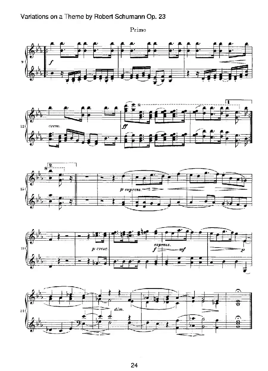 ​Variations on a Theme by Robert Schumann Op.23（舒曼主题变奏曲）（四手联弹）