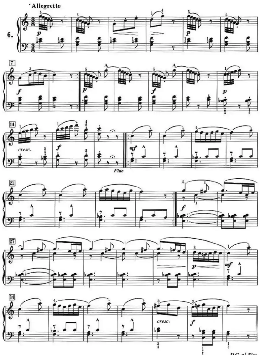 50首莱蒙钢琴练习曲 作品37（NO.6）