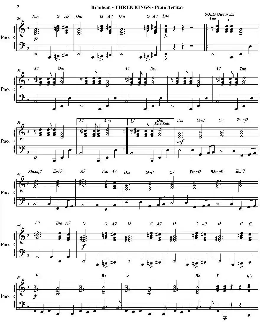 THREE KINGS（钢琴、吉他分谱）