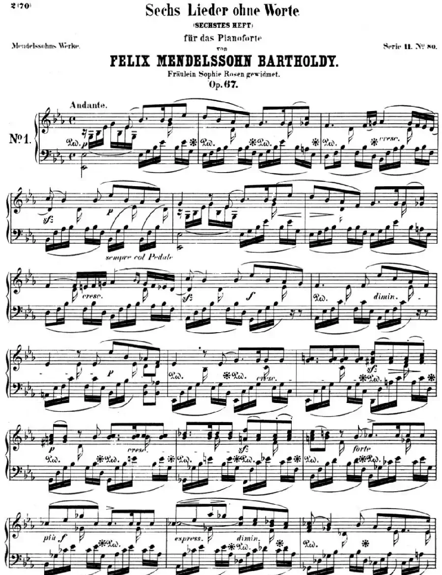 门德尔松无词歌Op.67（NO.1）