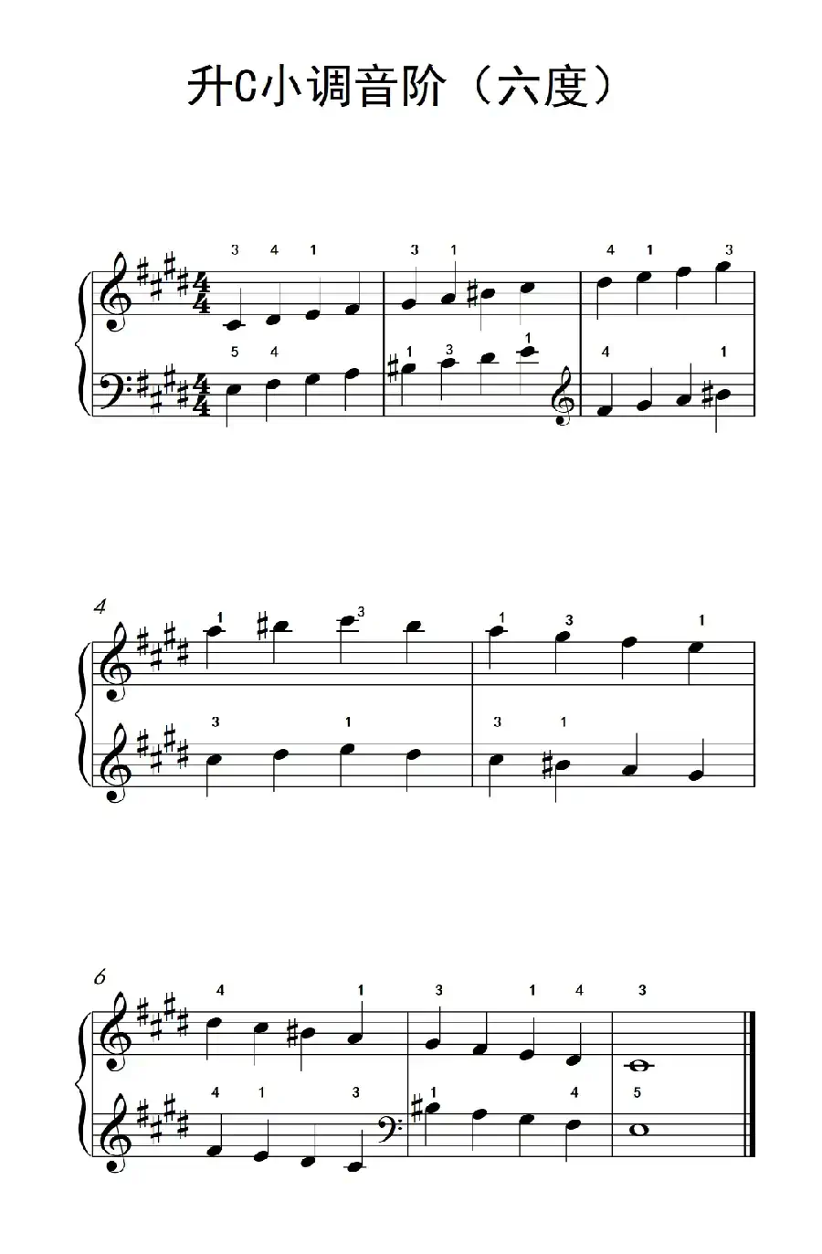 升C小调音阶（六度）（孩子们的钢琴音阶、和弦与琶音 2）
