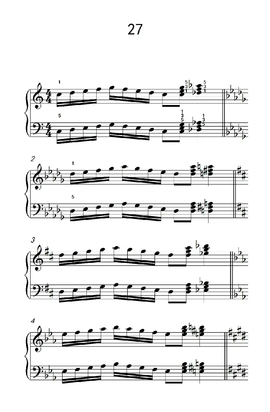 七.五指原位移调练习27(儿童钢琴手指练习 1)