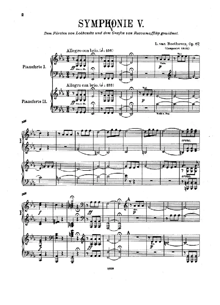 Symphony No.5 in c Minor Op.67（双钢琴版第1——2乐章）