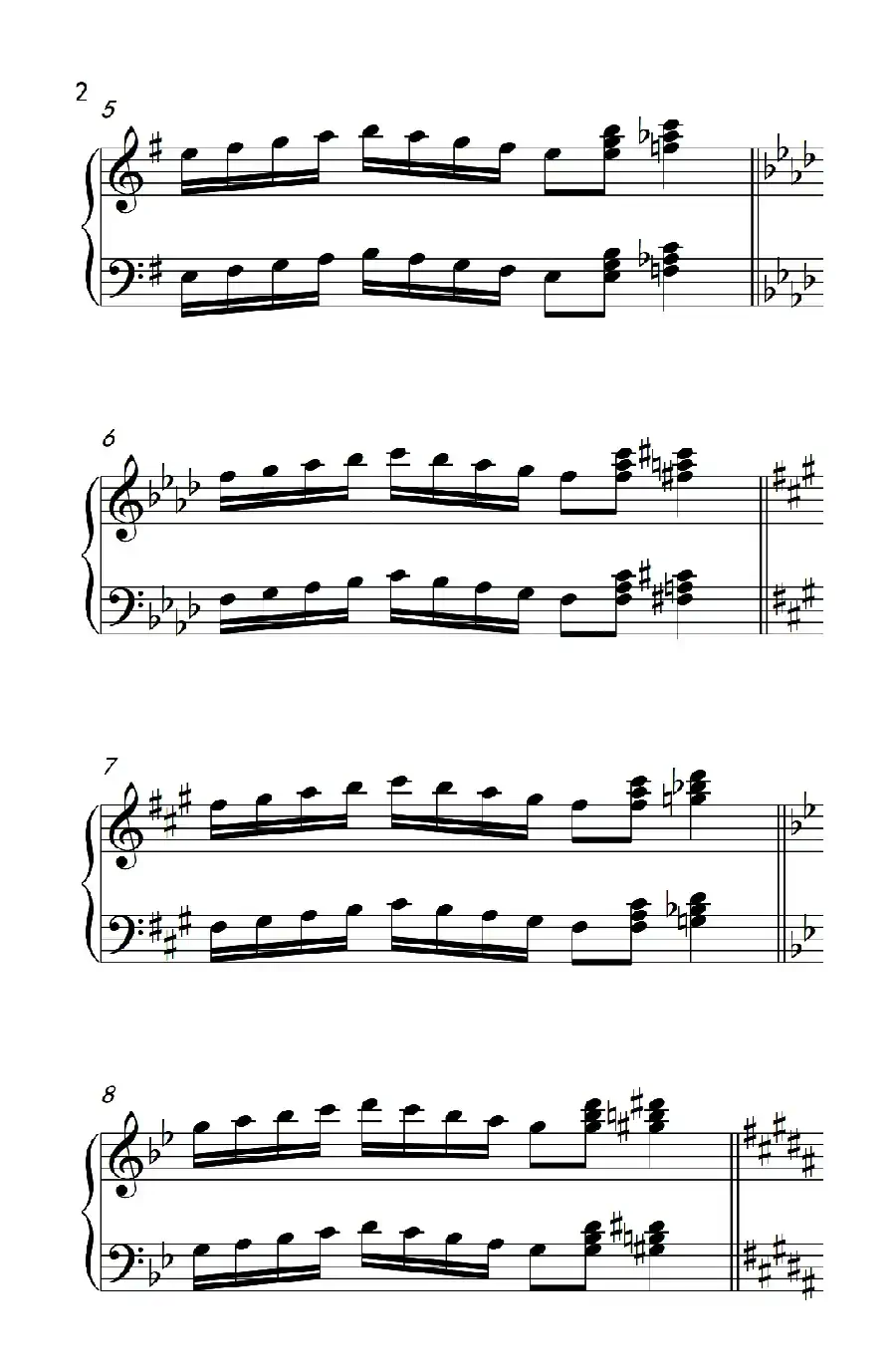 七.五指原位移调练习29（儿童钢琴手指练习 1）