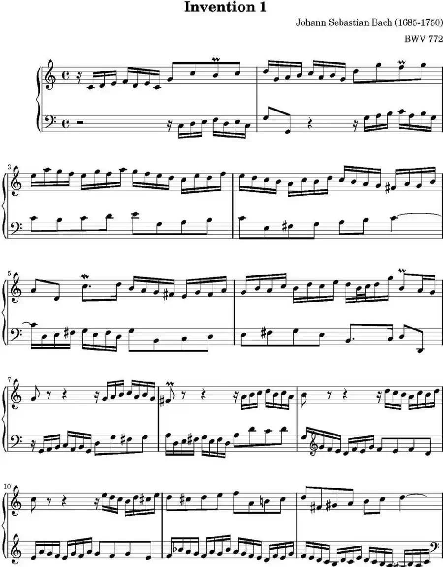 15首巴赫二部创意曲集（NO.1）