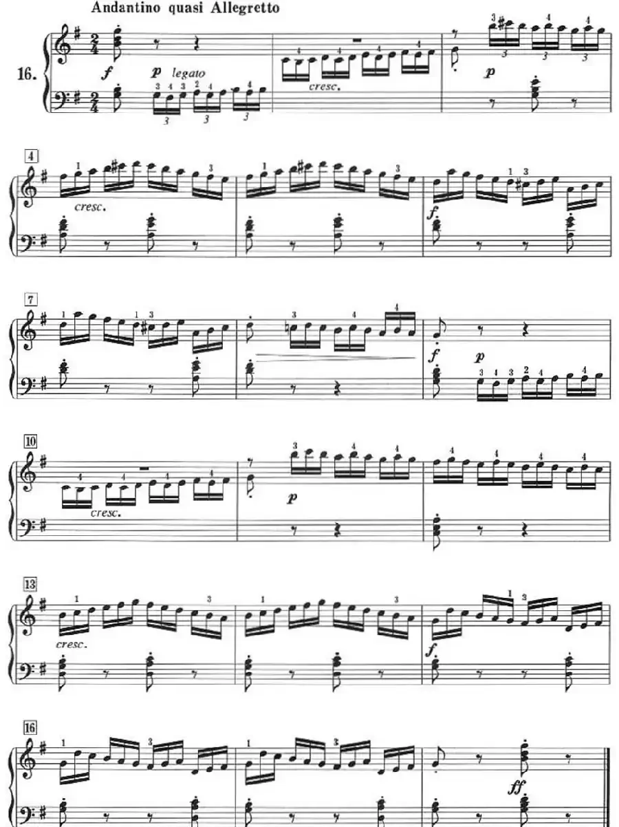 50首莱蒙钢琴练习曲 作品37（NO.16）