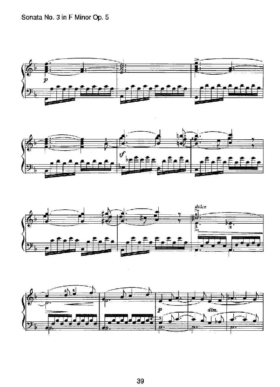 Piano Sonata No.3 in f Minor Op.5（f小调第三钢琴奏鸣曲）