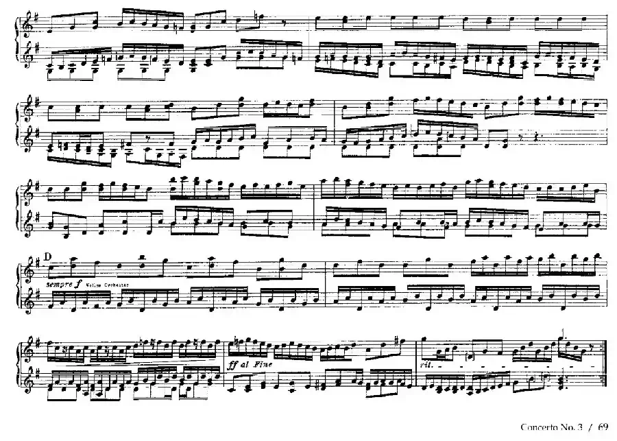 Brandenburg Concerto No.3 in G Major BWV.1048（G大调第三勃兰登堡协奏曲·四手联弹版）