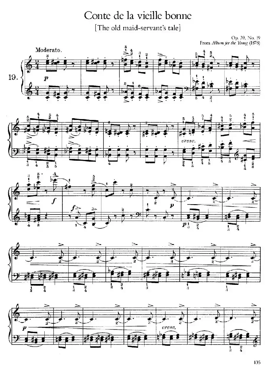 Album for the Young Op.39（儿童钢琴曲集）（19. 老保姆的故事 The Old Nurse's Tale）