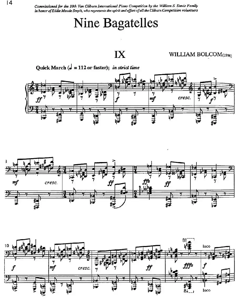 Nine Bagatelles （9首小品）（Ⅸ）
