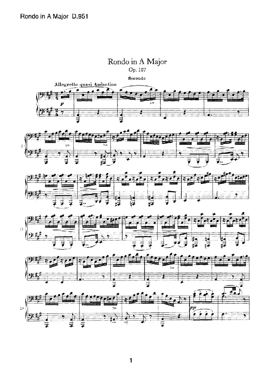 Grand Rondeau in A Major Op.107（A大调回旋曲·四手联弹）