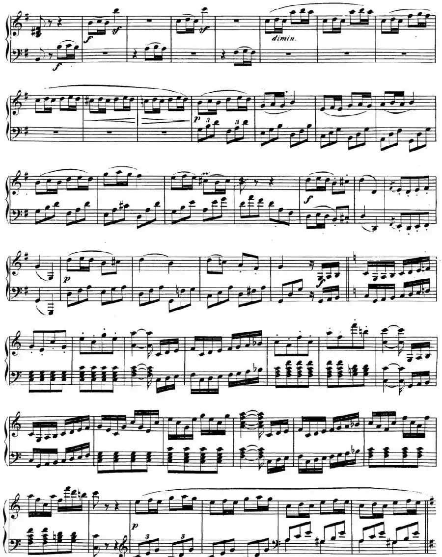 贝多芬钢琴奏鸣曲25 杜鹃 G大调 Op.79 G major