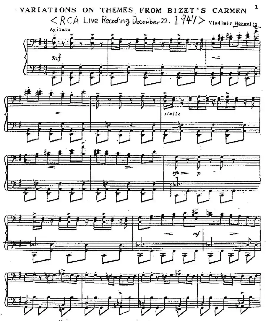 Carmen Variations 12 Pieces（12首卡门主题变奏曲·3）