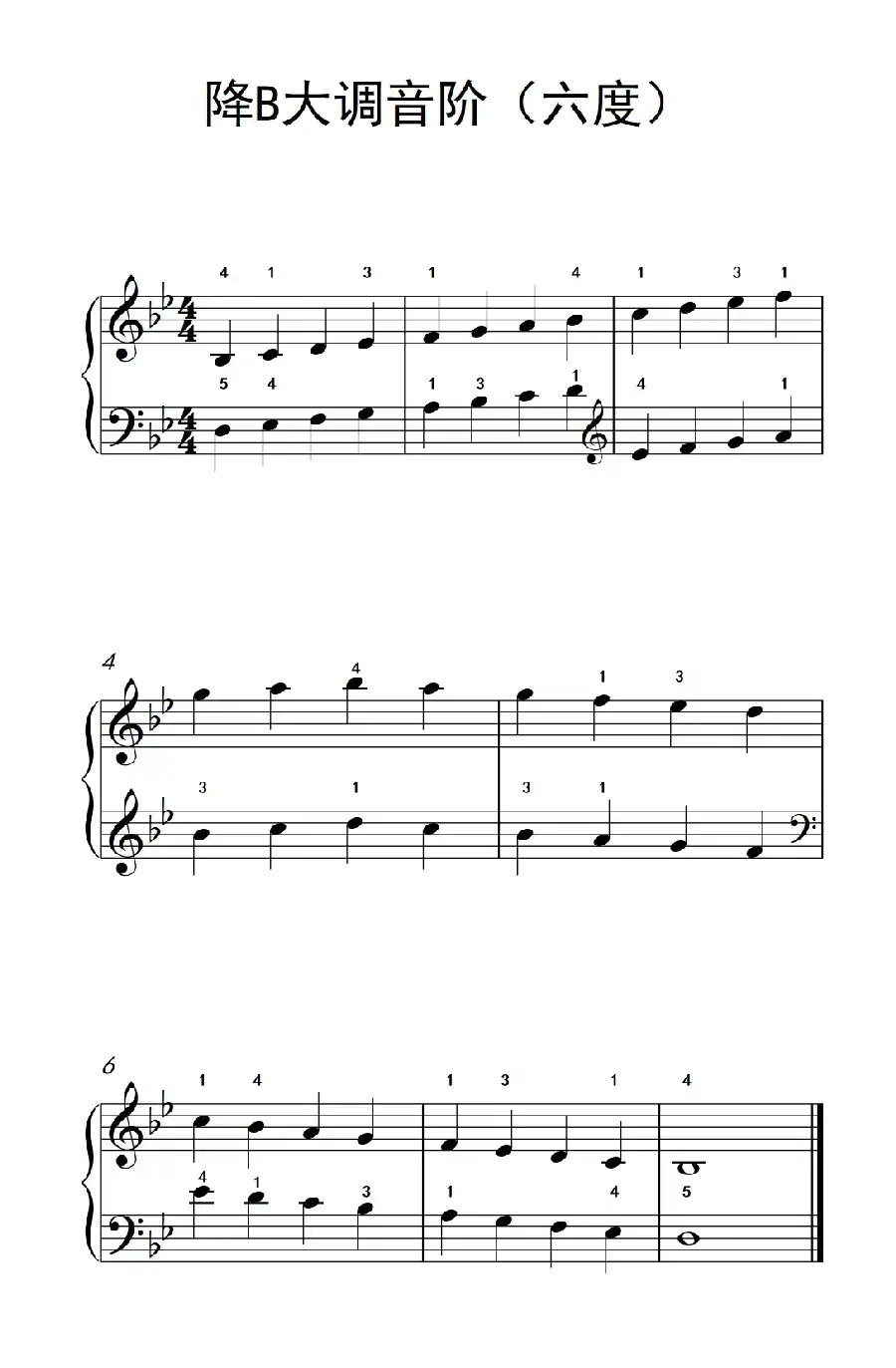 降B大调音阶(六度)(儿童钢琴练习曲)