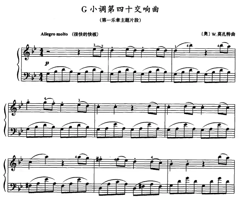 G小调第四十交响曲（第一乐章主题片段）