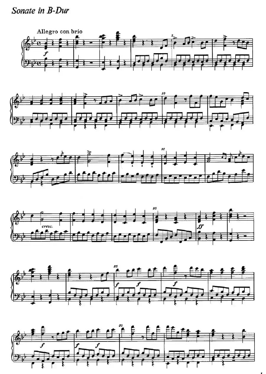 降B大调钢琴奏鸣曲 （Piano Sonata in B-flat Major Op.1）