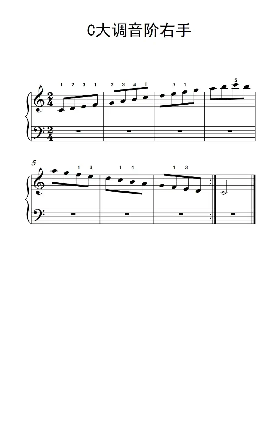 第一级 1.C大调音阶右手(中央音乐学院 钢琴(业余)考级教程 1-3级)