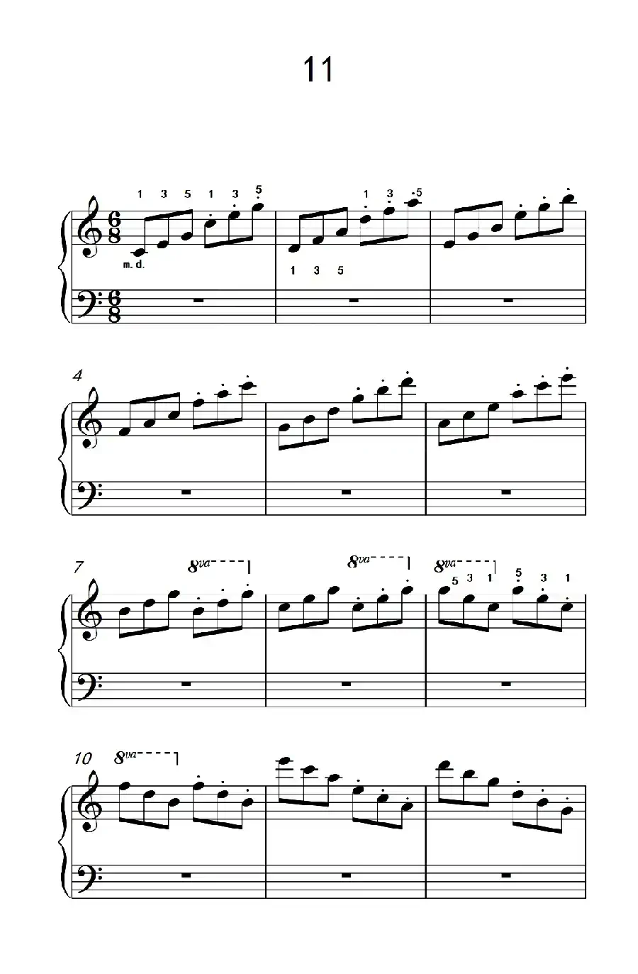 跳音练习 11(儿童钢琴手指练习 2)