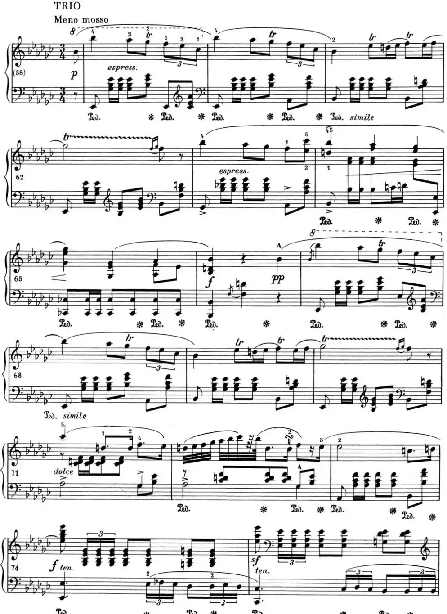 肖邦 波兰舞曲 Op.posth.P.1 No.8 降G大调