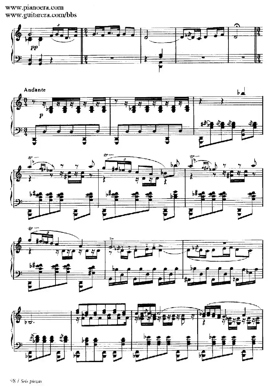 Six Pieces on Spanish Folksongs H.125（6首西班牙民谣小品·6. 赞巴舞曲 Zambra）