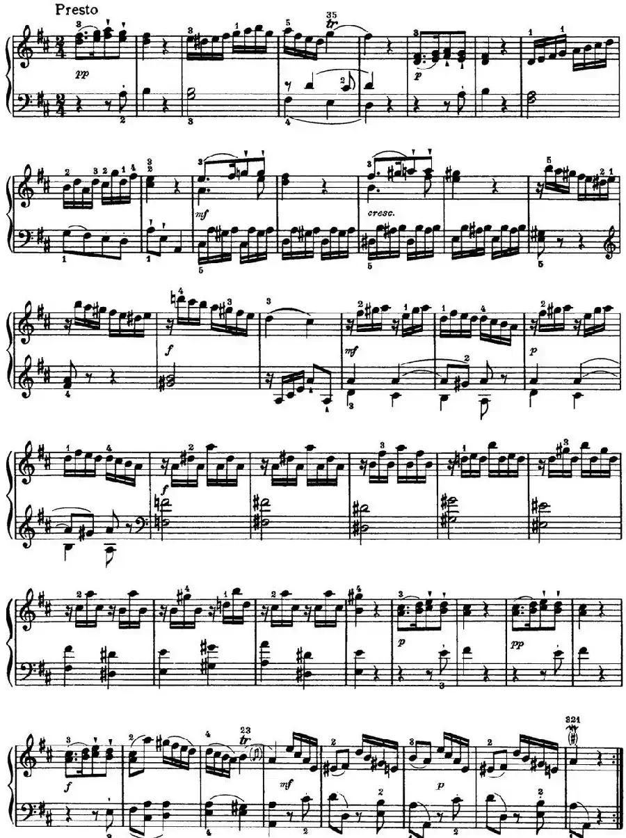 海顿 钢琴奏鸣曲 Hob XVI 14 Partita D major