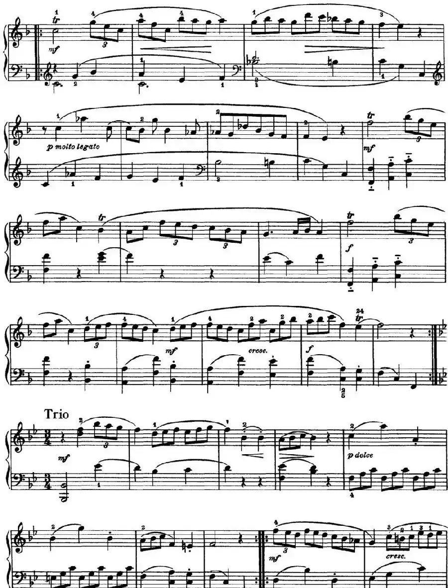 海顿 钢琴奏鸣曲 Hob XVI 9 Divertimento F major